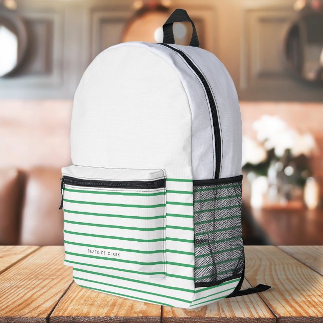 Green Stripe Trendy Modern Minimal Simple Printed Backpack (Creator Uploaded)