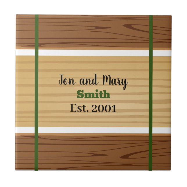 Green striped and wood-look  ceramic tile (Front)