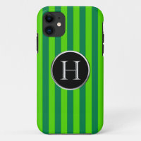 Green Striped Black/Silver Caslon H Monogram