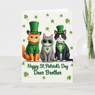 Green Striped Cats Card