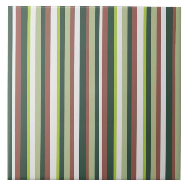 Green Striped Ceramic Tile (Front)