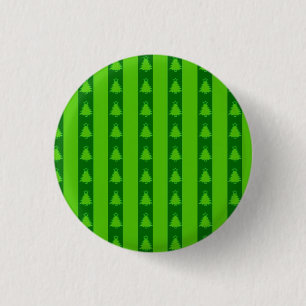 Green Striped Christmas Tree Pattern 3 Cm Round Badge