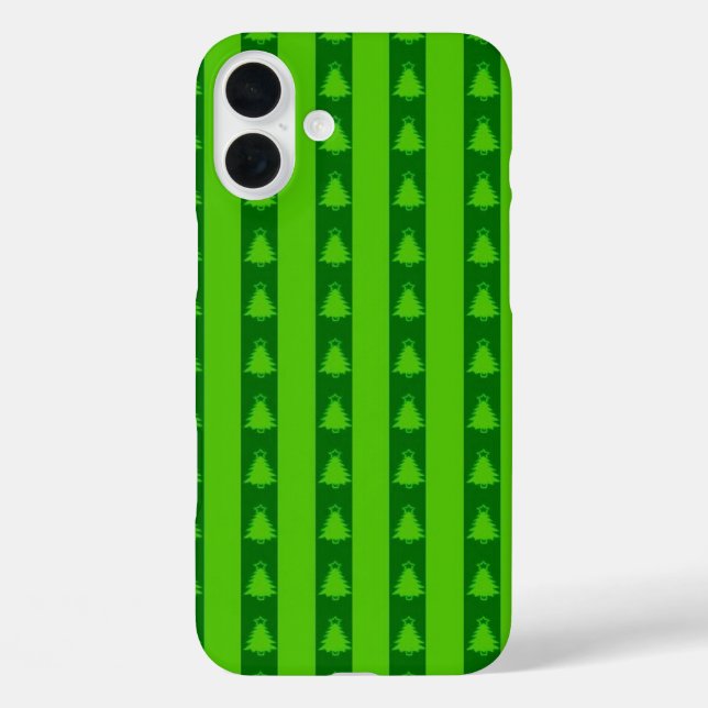 Green Striped Christmas Tree Pattern Case-Mate iPhone Case (Back)