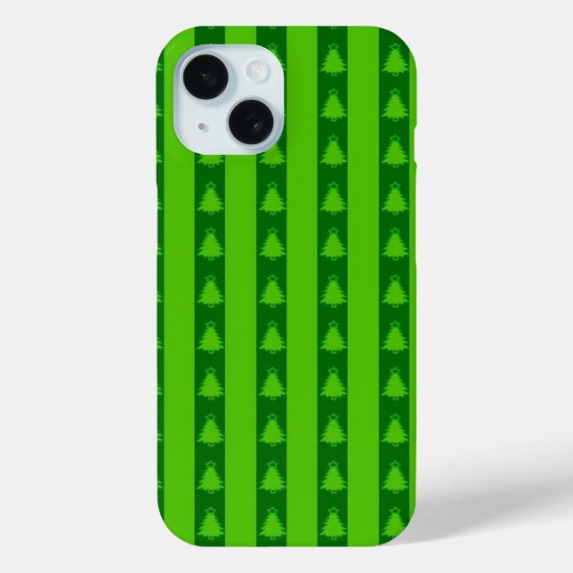 Green Striped Christmas Tree Pattern Case-Mate iPhone Case (Back)