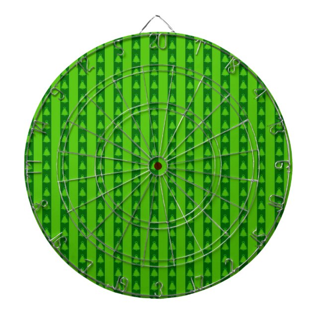Green Striped Christmas Tree Pattern Dartboard (Front)