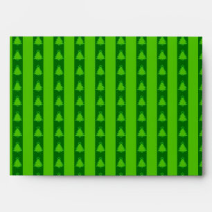 Green Striped Christmas Tree Pattern Envelope