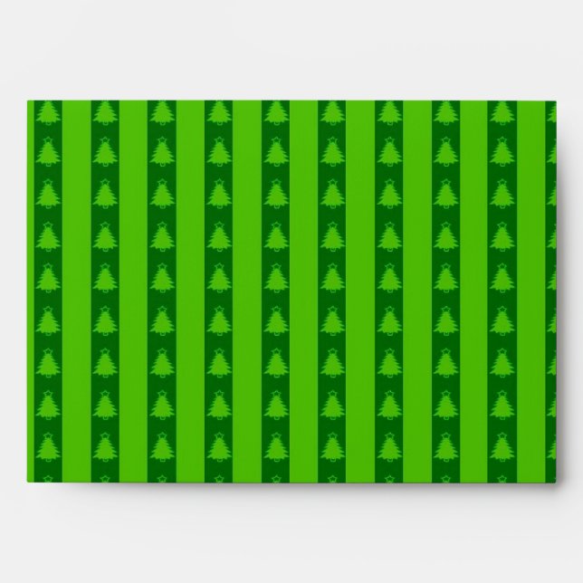 Green Striped Christmas Tree Pattern Envelope (Front)