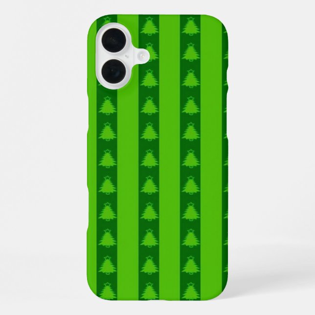 Green Striped Christmas Tree Pattern iPhone Case (Back)