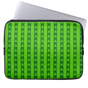 Green Striped Christmas Tree Pattern Laptop Sleeve