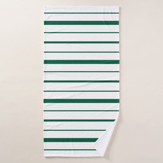 Green Striped Design White Background Bath Towel (Bath Towel)