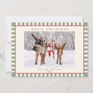 Green Striped Photo Card for Christmas