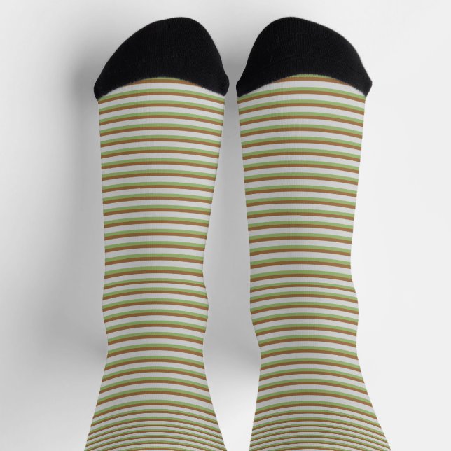 Green Striped Retro Cool Classic Modern Style Socks (Top)