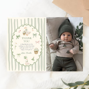 Green Striped Silly Goose Birthday Thank You Card