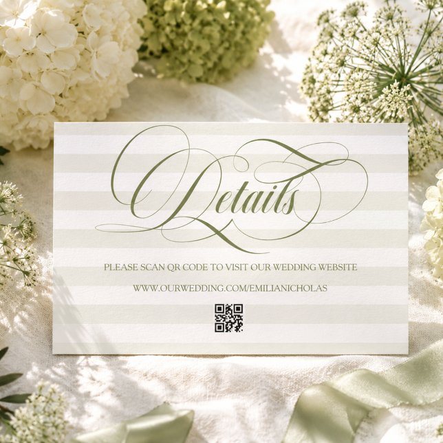 Green Striped Simple Wedding Enclosure Card (Creator Uploaded)