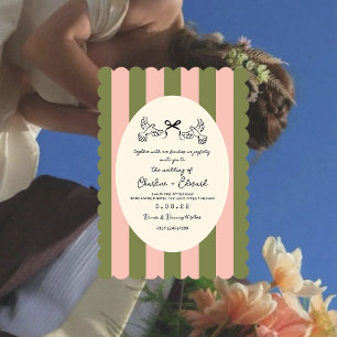 Green Striped Star Wedding  Invitation