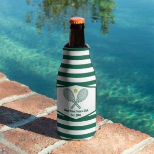 Green Striped Tennis Country Club Custom Bottle Cooler