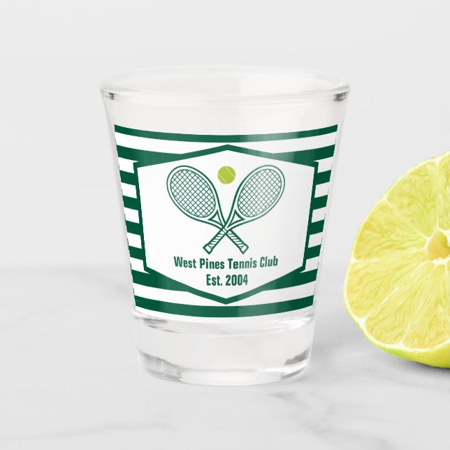 Green Striped Tennis Country Club Custom Shot Glass (Front)