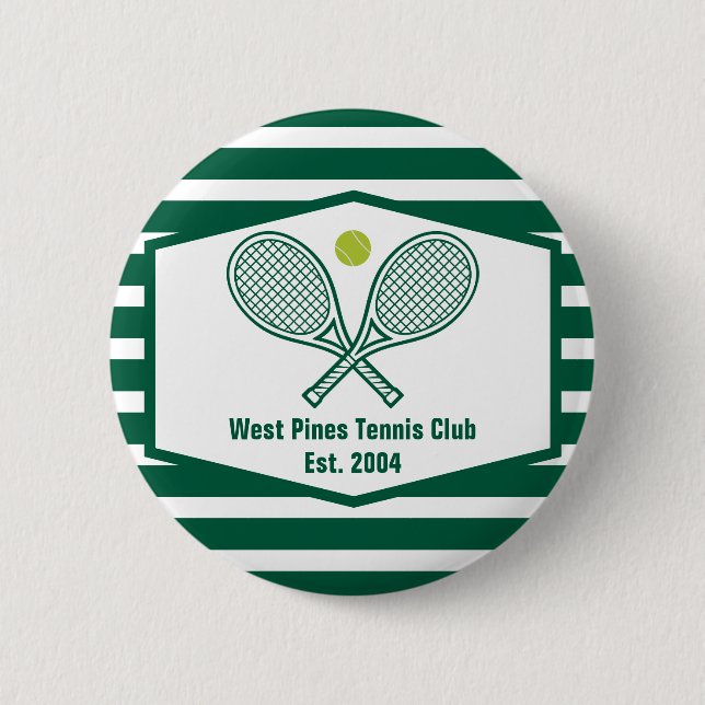 Green Striped Tennis Custom Country Club 6 Cm Round Badge (Front)