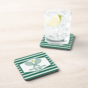Green Striped Tennis Custom Country Club Coaster