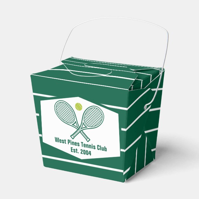 Green Striped Tennis Custom Country Club Fortune Favour Box (Front Side)