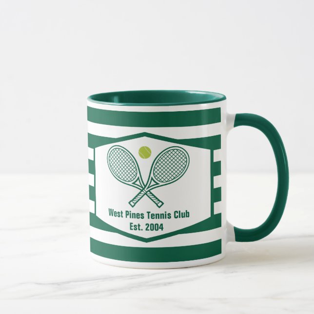 Green Striped Tennis Custom Country Club Mug (Right)