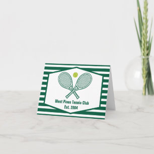 Green Striped Tennis Custom Country Club Note Card