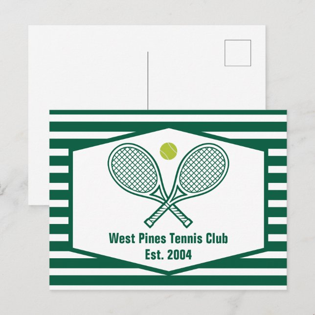 Green Striped Tennis Custom Country Club Postcard (Front/Back)
