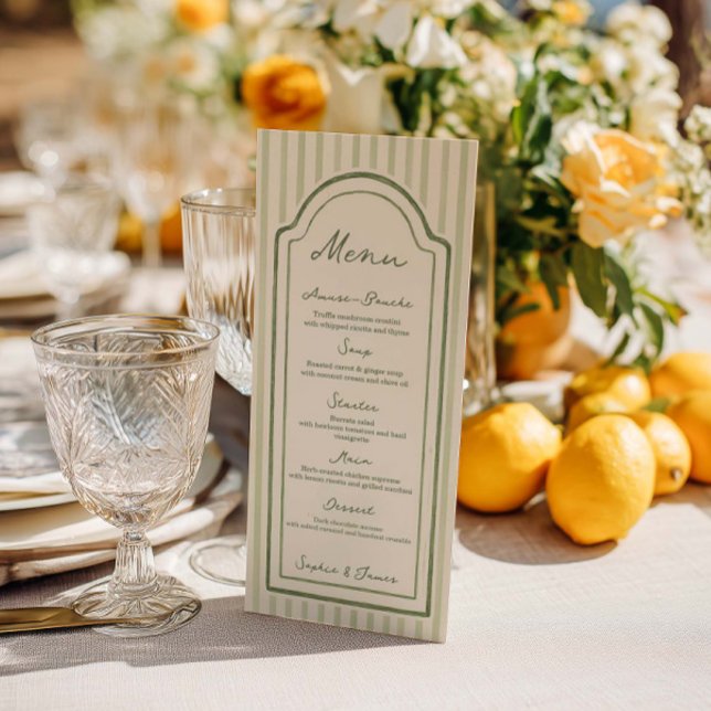 Green Striped Wedding Flat Menu (Creator Uploaded)