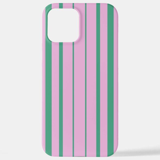 Green Stripes and Soft Pink iPhone 12 Pro Max Case (Back)