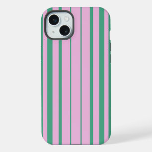 Green Stripes and Soft Pink iPhone 15 Plus Cases