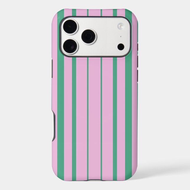 Green Stripes and Soft Pink iPhone 17 Pro Max Case (Back)