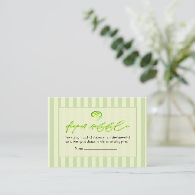  Green Stripes Arch  Matcha  Diaper Raffle  Enclosure Card (Standing Front)
