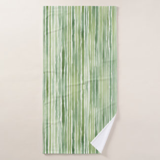 Green Stripes Bath Towel Set