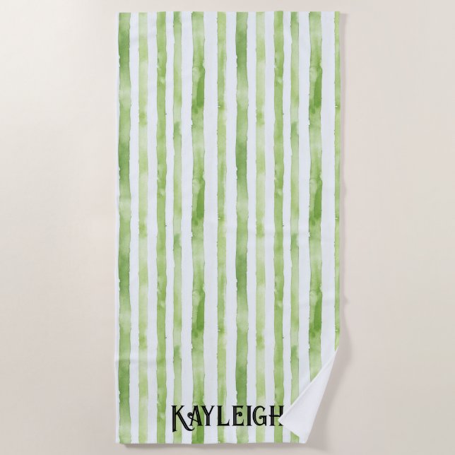 Green Stripes Beach Towel (Front)