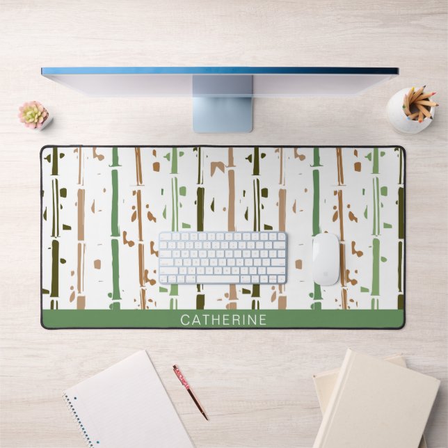 Green Stripes Boho Custom Desk Mat (Office 1)