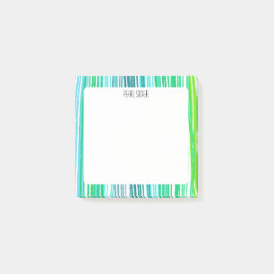 Green Stripes CUSTOM Chic Monogram Personalised Post-it Notes