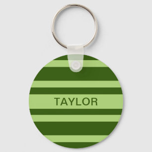 Green Stripes custom monogram key chains