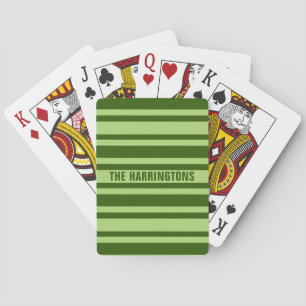 Green Stripes custom name playing cards