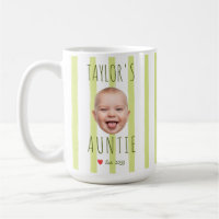 Green Stripes Custom Photo & Name Baby Face Auntie