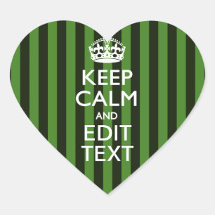 Green Stripes Decor Keep Calm Your Text Heart Sticker