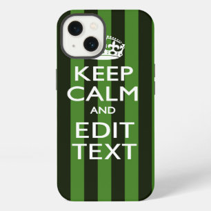 Green Stripes Decor Keep Calm Your Text iPhone 13 Case
