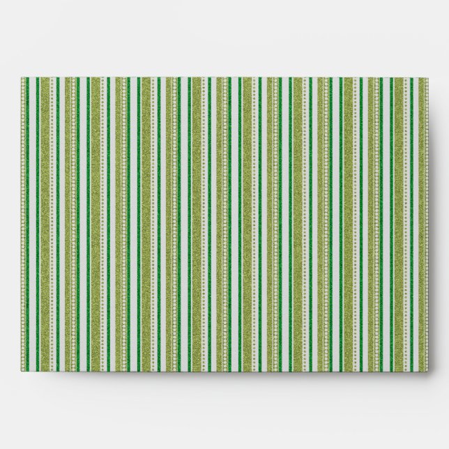 Green Stripes Glitter Envelope (Front)