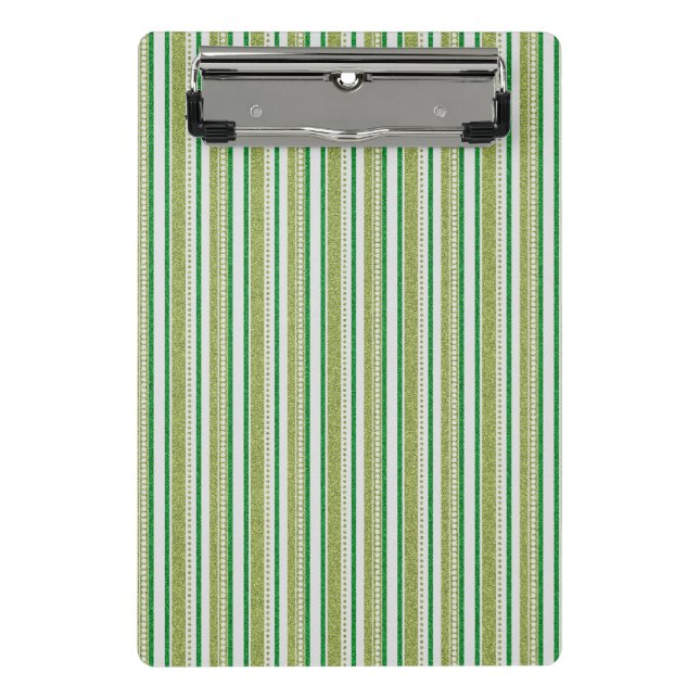 Green Stripes Glitter Mini Clipboard (Front)
