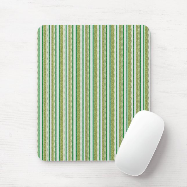 Green Stripes Glitter Mouse Pad (With Mouse)