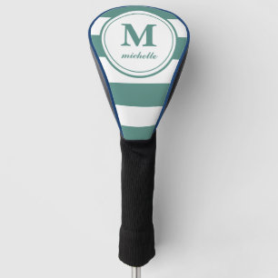 Green stripes    Golf   personalised NAME monogram Golf Head Cover