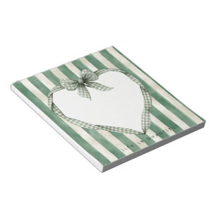 Green Stripes Heart Bow Notepad