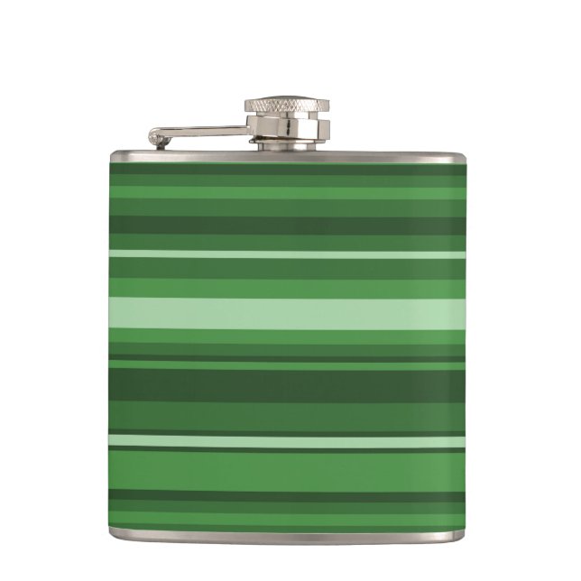 Green stripes hip flask (Front)
