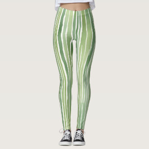 Green Stripes  Leggings