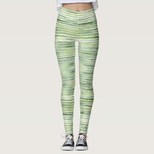 Green Stripes  Leggings