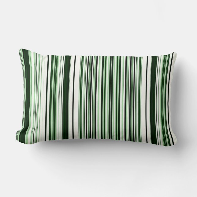 Green Stripes Lumbar Pillow (Front)